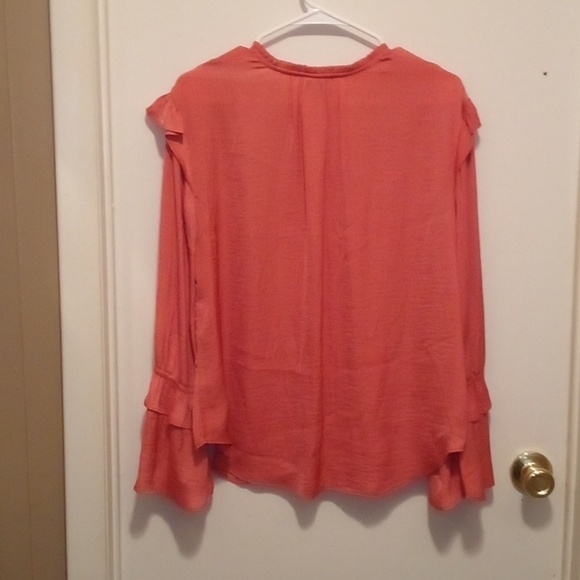 A New Day Peachy Red Thin Long Sleeve Flowy Blouse - Size Large - Picture 6 of 6